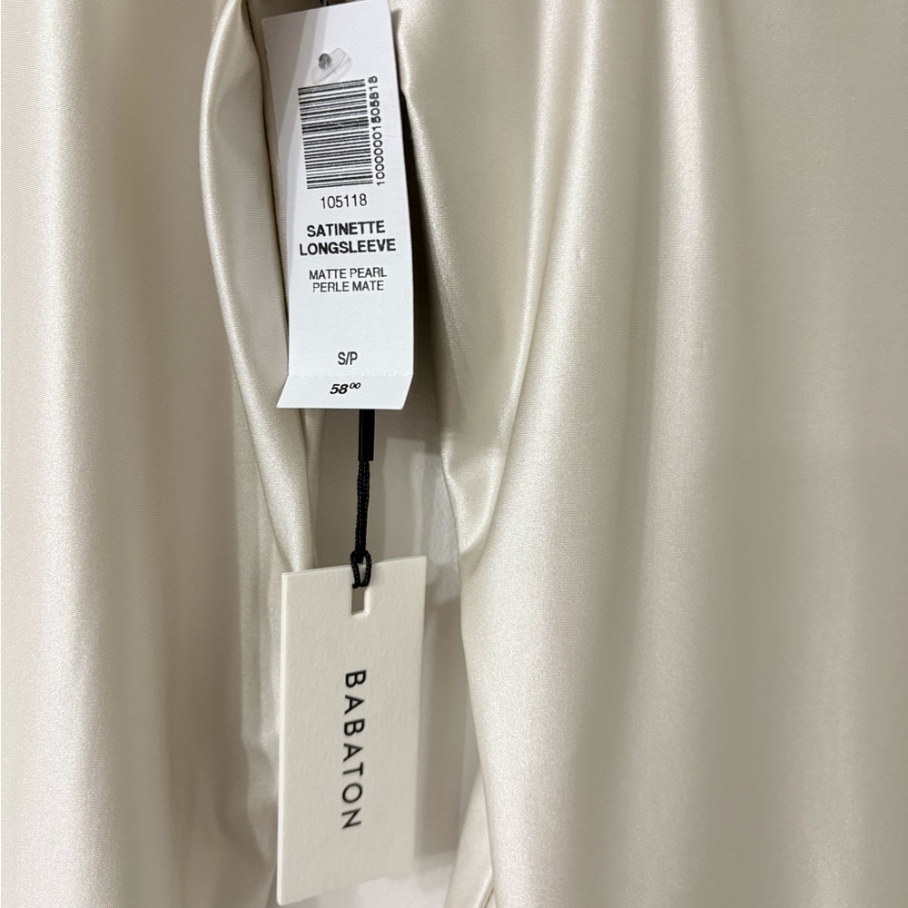 NWT BABATON Satinete Squareneck Matte Pearl Longsleeve Bodysuit Small Balletcore - Picture 5 of 7